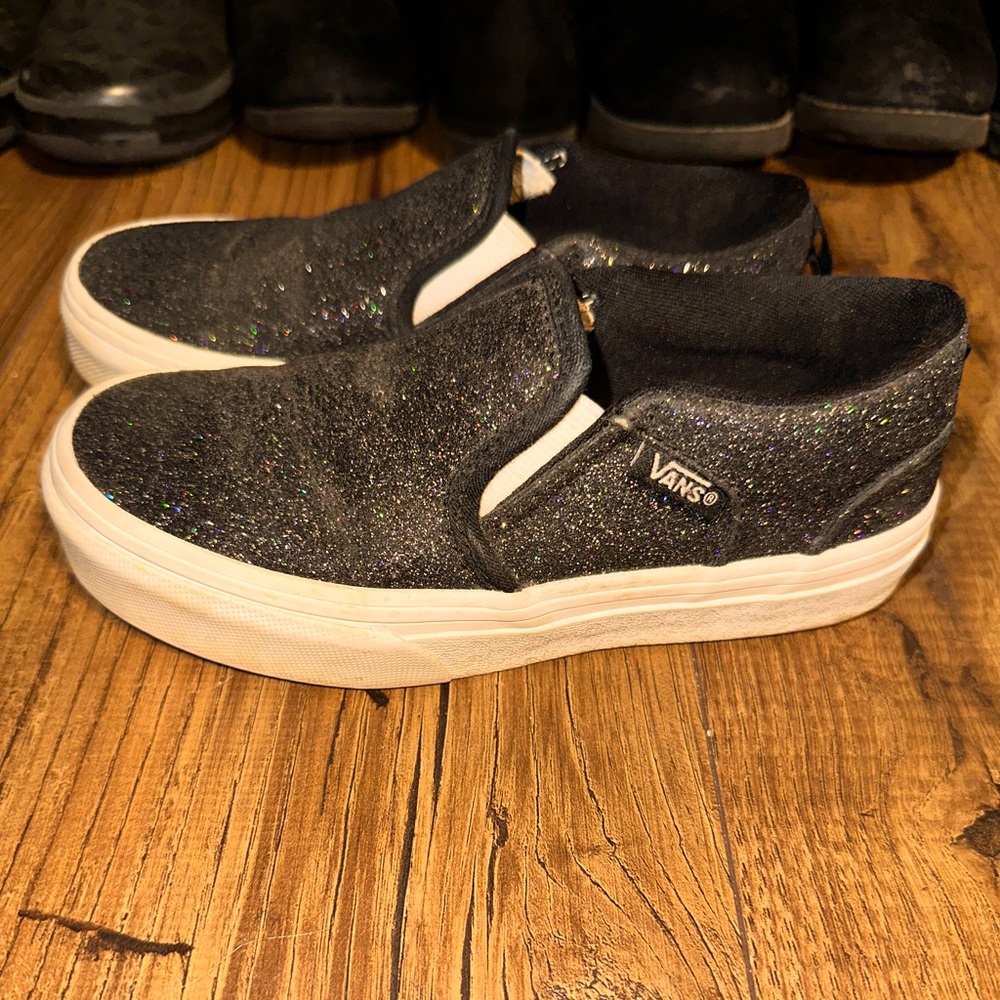Black glitter vans.